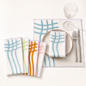 Servilletas de Lino Bordadas al por Mayor, Tamaño Personalizado, Tela de Lujo, Lino Orgánico 100%, Servilletas de Lino para Mesa de Comedor - Product Image 1