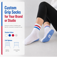 Chaussettes de yoga en coton personnalisées avec grip antidérapant, chaussettes de pilates avec logo jacquard personnalisé, chaussettes de yoga pour femmes