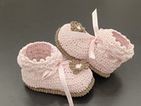 Chaussons bébé tricotés en coton rose personnalisables avec logo, mignons, unisexes, pour premiers pas, chauds, toutes saisons, écologiques