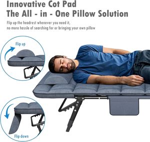 <span class=keywords><strong>Lit</strong></span> de camping pliable pour adultes avec matelas rembourré et oreiller, inclinable et réglable, pour le voyage, le jardin, le bureau, usage individuel, <span class=keywords><strong>lit</strong></span> de randonnée - Product Image 5