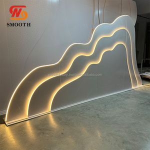 Fondo DE BODA suave suministros de decoración acrílico Pvc arco telón de fondo 3D Led acrílico Pvc blanco ondulación arco telón de fondo - Product Image 1