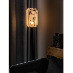 Bamboo Chinese Classical Floor Lamp Hand Painted Ink Bamboo LED Light Source Living Room Study <b>Zen</b> Style - Product Image 2