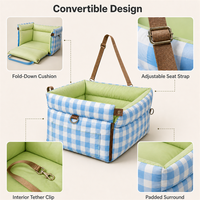 Siège de voiture portable pour chien avec poignées de transport, coussin avant pliable et côtés rembourrés doux pour petits animaux