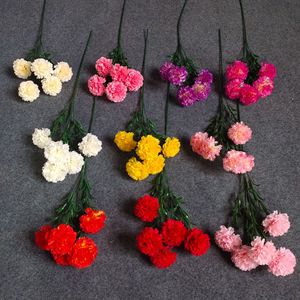 Artificial Carnations Mixed Color 5-Headed Silk <b>Flower</b> Realistic Wedding Home Decor - Product Image 2