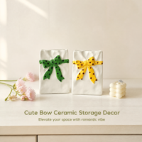 Vase et pot de rangement en céramique créatifs à pois, en forme de sac en papier, organisateur de bureau pour la décoration intérieure et les cadeaux (vente en gros)