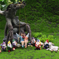 Petit couple de fées d'extérieur DD4084 figurines de fées miniatures en résine balançoire décor accessoires de jardin suspendus et fées cadeaux