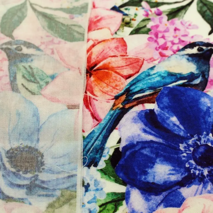 Custom Design Bunte Blumen blume Digital bedruckte gewebte 100% Rayon Lightweight Plain Stoffe für Kleid
