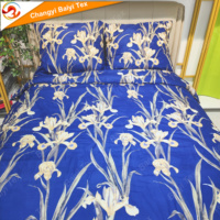 Ensemble de housse de couette en microfibre à motif végétal pour la maison, 3 pièces, avec drap plat et taie d'oreiller, lavable