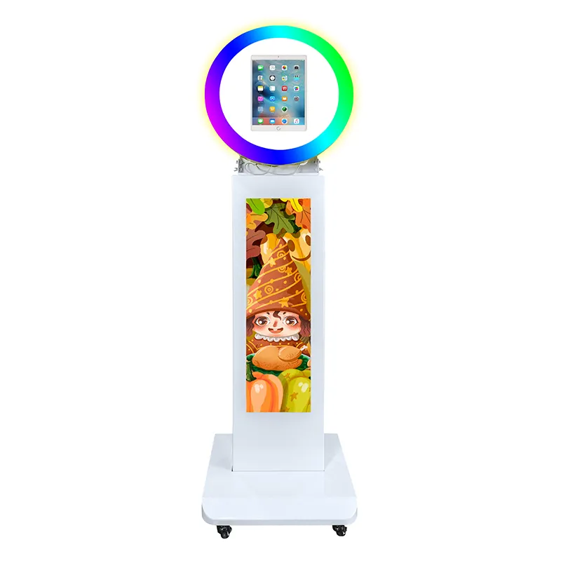 Multifunctionele Led Ring Licht Foto Kiosk Machine 29 Inch Lcd-Scherm Ipad Photobooth Voor Feesten