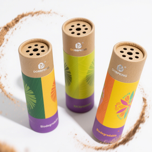 Empaquetado de tubo de condimento de polvo seco de papel Kraft Premium biodegradable impreso personalizado con parte superior de coctelera - Product Image 4