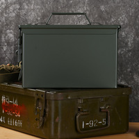 Boîte à munitions vert olive, boîte à outils en métal pour la chasse et le tir, avec poignée, antirouille, revêtement poudré, boîte de rangement