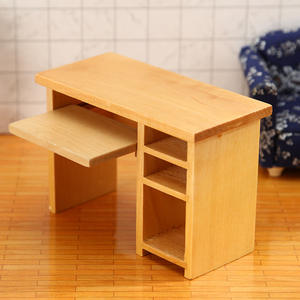 Mode 1:12 maison de poupée Mini meubles modèle bricolage jouet Style bureau scène avec ordinateur en plastique bureau costume souris et clavier - Product Image 5