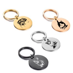 Supplier Round Stainless Steel Keychain Engravable Name Photo <b>Key</b> <b>Ring</b>, Birthday & Holiday Gift for Family, Friends & Pet Owners - Product Image 2