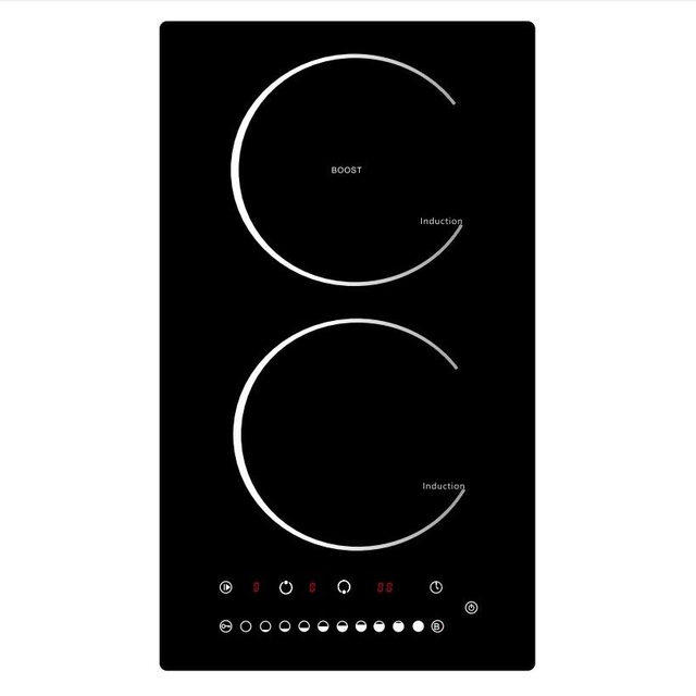 Built-in 2 Burners Induction Hob 3200W Boost Function Black Ceramic Stove for Household Hotel RV Use