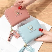 Dompet koin ritsleting wanita terlaris Dompet Clutch pendek Matte antik Solid