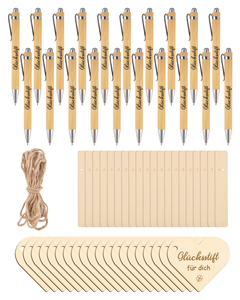 Bamboo Pen Set With Heart <b>Tag</b> Glucksstift For You Eco-Friendly Wedding Favors Bridal Party Gifts Simple Style Printing - Product Image 3