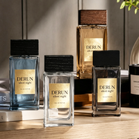 Flacons de parfum en verre rectangulaires vides personnalisés de luxe, 30 ml / 50 ml / 100 ml, avec boîte cadeau et bouchon doré, pour parfum masculin