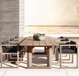 Modern Simple <strong>Teak</strong> <strong>Dining</strong> <strong>Table</strong> and Chair Set Solid Wood Outdoor Furniture for Villa Courtyard Garden - Product Image 1