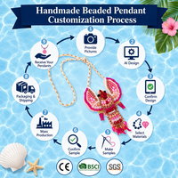 Ornamen Pesona Lautan Berhias Manik-Manik Buatan Tangan, Liontin Nautikal dari Manik-Manik Biji, Bintang Laut, Kuda Laut, Kerang, Gantungan Tas, Grosir MOQ 50pcs
