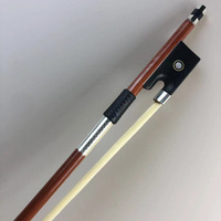 Archet de violon rond en bois du Brésil plaqué or à double queue d'oeil de poisson en ébène pour accessoires d'instruments à cordes 1/8-4/4