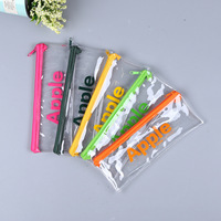 Trousse à crayons transparente en PVC grande capacité pour étudiants, 20*8.5*3.5CM, sac de papeterie pratique avec fermeture éclair et logo imprimé, vente en gros
