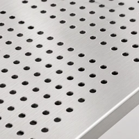 Table de travail robuste en acier inoxydable 201, finition polie perforée, plateau perforé, étagère de rangement, capacité 300 kg