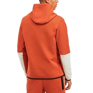 Logo personalizzato moda Streetwear tuta sportiva cotone poliestere Color Block Tech Fleece Sweatsuit Woven Full Zip Up felpa con cappuccio da uomo - Product Image 3