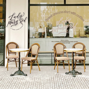 Mesas y Sillas de Mimbre de Aluminio Ligeras para Exteriores, Estilo <span class=keywords><strong>Bistro</strong></span> Parisino, Resistentes a la Intemperie, para Cafeterías y Restaurantes - Product Image 1