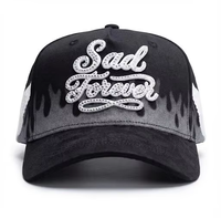 Gorra de Béisbol Deportiva de 5 Paneles Personalizada con Visera Ancha, Diseño de Letras X Sad Boyz, Estilo de Gorra de Béisbol Ajustable de Gamuza