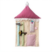 Organisateur mural multi-poches en tissu pour pinces à cheveux, en forme de maison, style japonais-coréen, accessoire de rangement pour chambre d'enfant