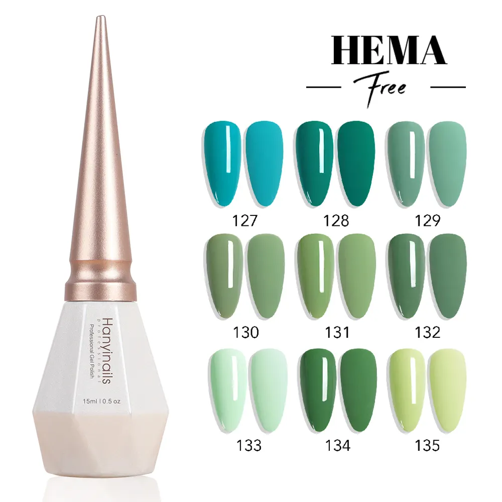 Hanyinails OEM Private Label No Hema 3000 Nails Colors Gel Halal Nails Polish Wholesale Soak Off Hema Free Nail Gel Polish