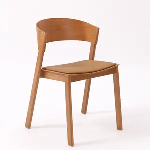 Toptan yüksek kalite ile İskandinav eğlence ışık lüks sandalye yastık ev restoran için katı ahşap yemek sandalyesi