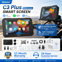 Aoocci C3 Plus 5 İnç Wi-Fi 5.0 Taşınabilir Motosiklet CarPlay Monitörü 800 Nit Kamerasız Evrensel Uyumlu GPS Ekranı