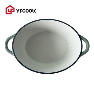 <span class=keywords><strong>Prix</strong></span> usine 28CM Four Safe Ovale Cuisson Pot De Nourriture En <span class=keywords><strong>Fonte</strong></span> Émaillée Casserole Plats Four Hollandais avec Couvercle - Product Image 2