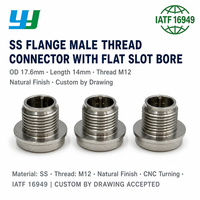 Raccord à bride en acier inoxydable avec filetage externe, trou intérieur à rainure plate, connexion filetée tournée avec précision