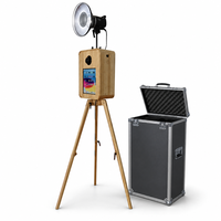 Coque de photomaton portable vintage en bois avec flight case, montage facile, impression instantanée pour iPad/Surface/appareils photo reflex numériques - Mariage Anniversaire