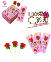 Vente en gros usine 30 pièces Sucettes phosphorescentes en forme de rose Bonbons fluorescents Faveurs de fête de la Saint-Valentin Remplissage fruité dur
