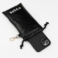 Haute qualité imperméable Polyester Nylon hiver moelleux vers le bas noir lunettes lunettes de soleil sacs à cordon lunettes pochette avec crochets