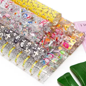 ผ้า PVC ใสพิมพ์ลายการ์ตูนยูนิคอร์นแบบใสขนาด30*120ซม. สำหรับกระเป๋า - Product Image 1