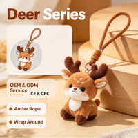 Porte-clés de luxe en peluche petit cerf avec dragonne, porte-clés animal en peluche de dessin animé