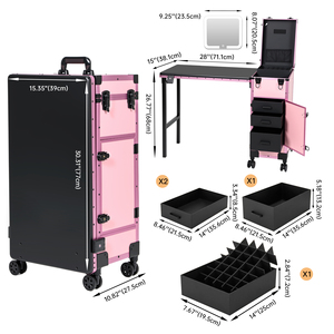 Obox <strong>Nail</strong> Table With Changed Colors Lighted Mirror Manicure <strong>Desk</strong> with Drawer Makeup case for Salon Studio - Product Image 2