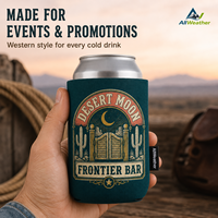Manchon isotherme pliable en néoprène de 12 oz pour canette, avec logo personnalisé et impression de badge vintage western cowboy, pour maintenir au frais, porte-bière