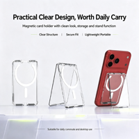 Portefeuille magnétique transparent haut de gamme avec support de téléphone amovible, accessoires de téléphone portable antichoc