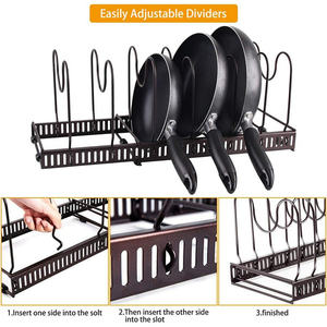 منظم تخزين للمطبخ ، حامل معدني, منظم تخزين للمطبخ ، متعدد الطبقات ، قابل للتعديل ، أوعية تلسكوبية ، غطاء ، رف مقالي - Product Image 3