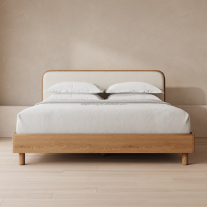 Sageliving King Boy Ahşap Karyola, Döşemeli Başlıklı Modern Güzellik Karyola Çerçevesi, Lüks Ana Yatak Odası İçin - Product Image 2