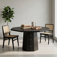 Table à manger en bois de chêne blanc pour restaurant, design en bois massif pour ensemble de table à manger ronde, 4 chaises, table basse