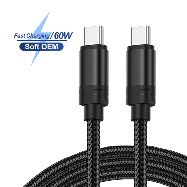 OEM USB C Cable 3.3ft 6.56ft 9.8ft Big Nylon Braided Fast Charging Type c to C Cable Fast Transmission for Phone Samsung