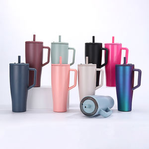 2025 nuevo vaso térmico precio de <span class=keywords><strong>compra</strong></span> a granel Acero inoxidable 18 8 tapa de paja aislada sin BPA 40oz vaso de taza de coche con mango lateral - Product Image 4