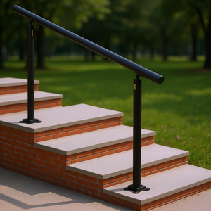 Kit de Barandilla para Escaleras Exteriores de 5 Pies, Ángulo Ajustable, Pasamanos de Aluminio Negro para Interiores y Exteriores, 0-5 Escalones, Accesibilidad para Personas Mayores, Piezas para Escaleras - Product Image 2