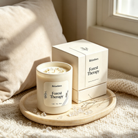 Bougie parfumée de luxe en gros, 100% cire de soja naturelle avec couvercle en bois, boîte cadeau, pot blanc mat pur pour la relaxation et le yoga